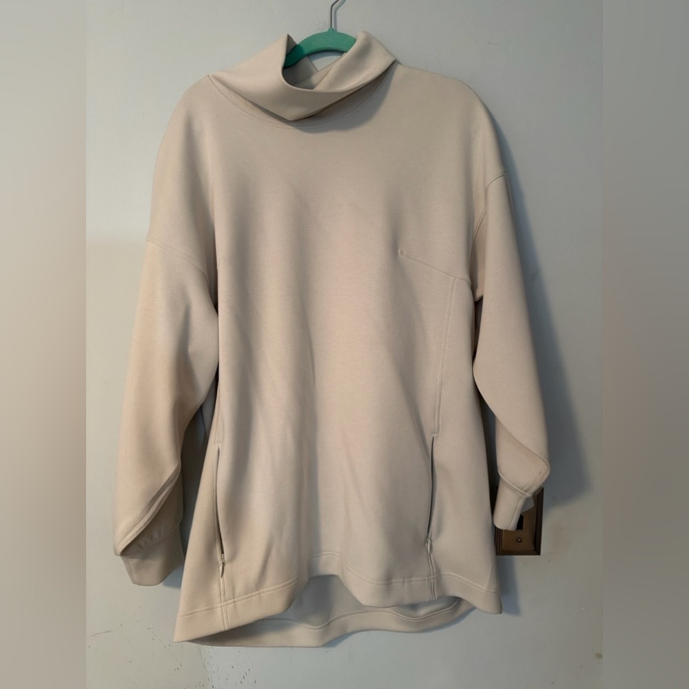 Lululemon Softstreme Funnel Neck Pullover Size 12 Cream Neutral Long Sleeve